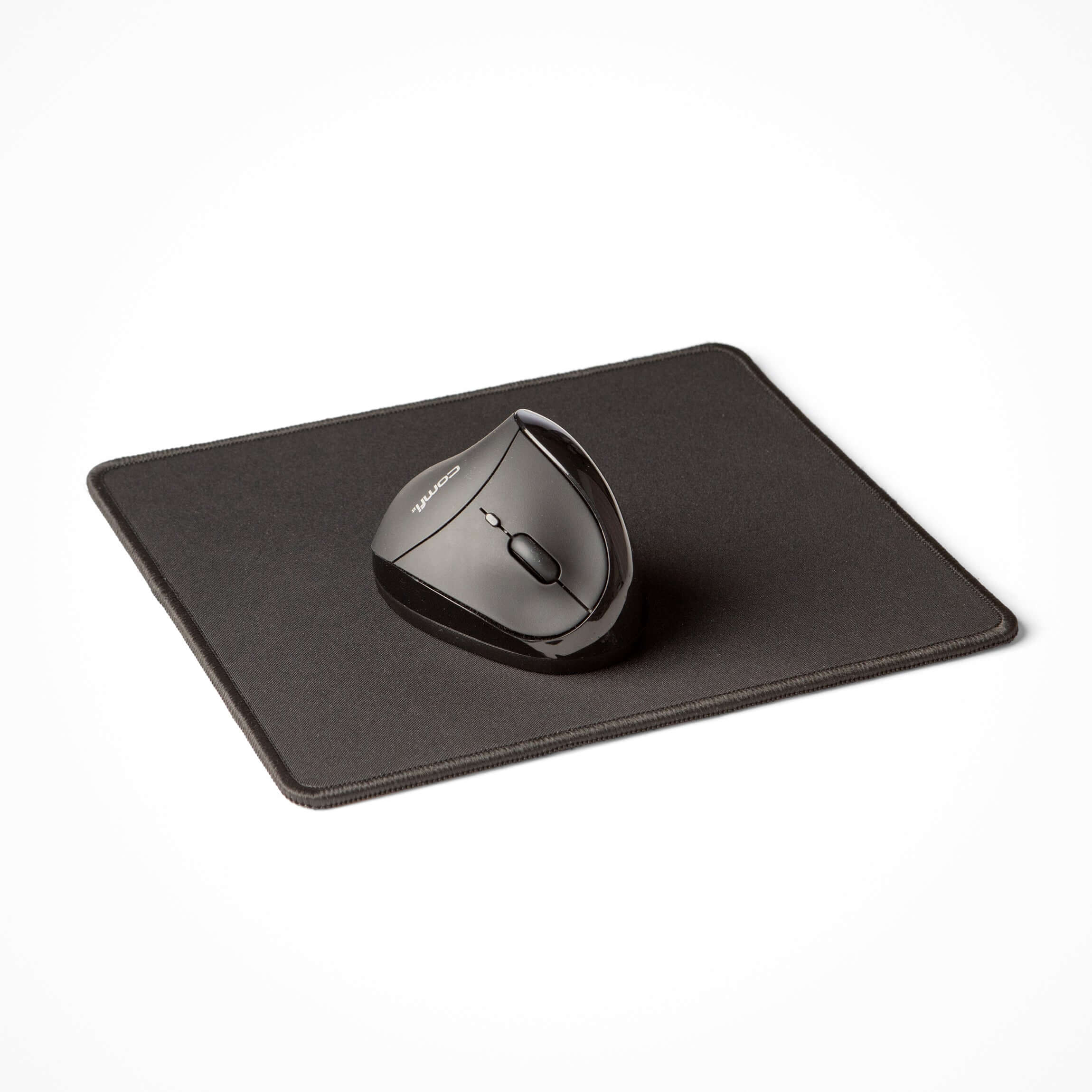 Black ErgoFinland Premium Mouse Mat with ergonomic mouse, optimized for high DPI optical and laser precision.