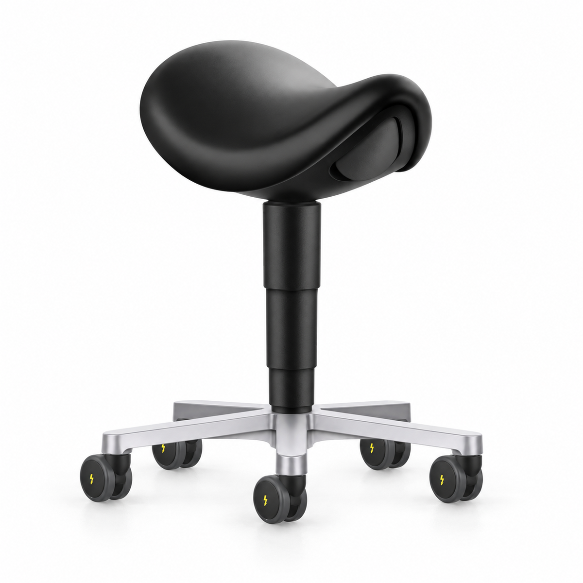 ESD Stool sadelstol, svart konstläder