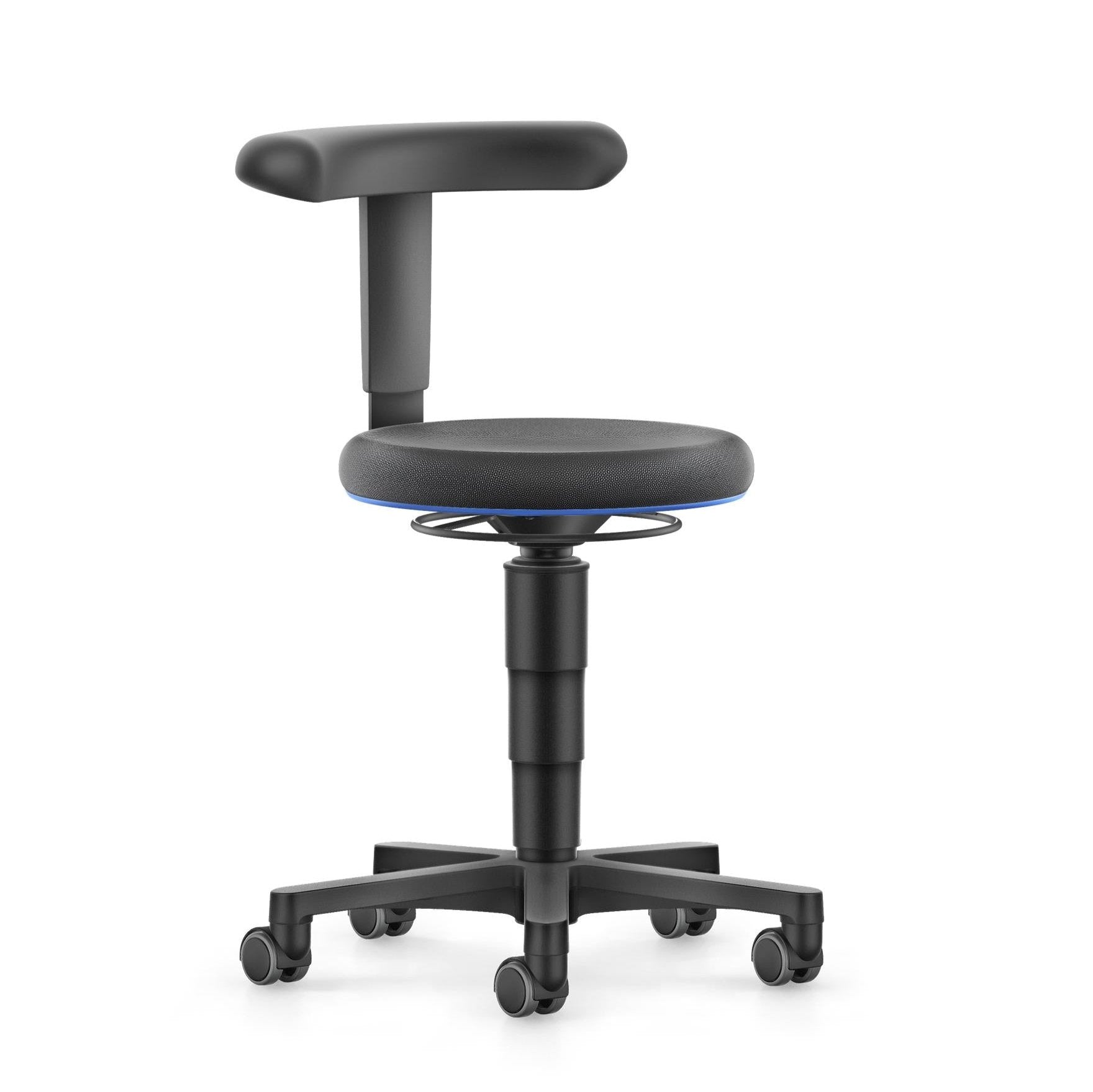 Stool työjakkara - säädettävä selkätuki, musta kangas