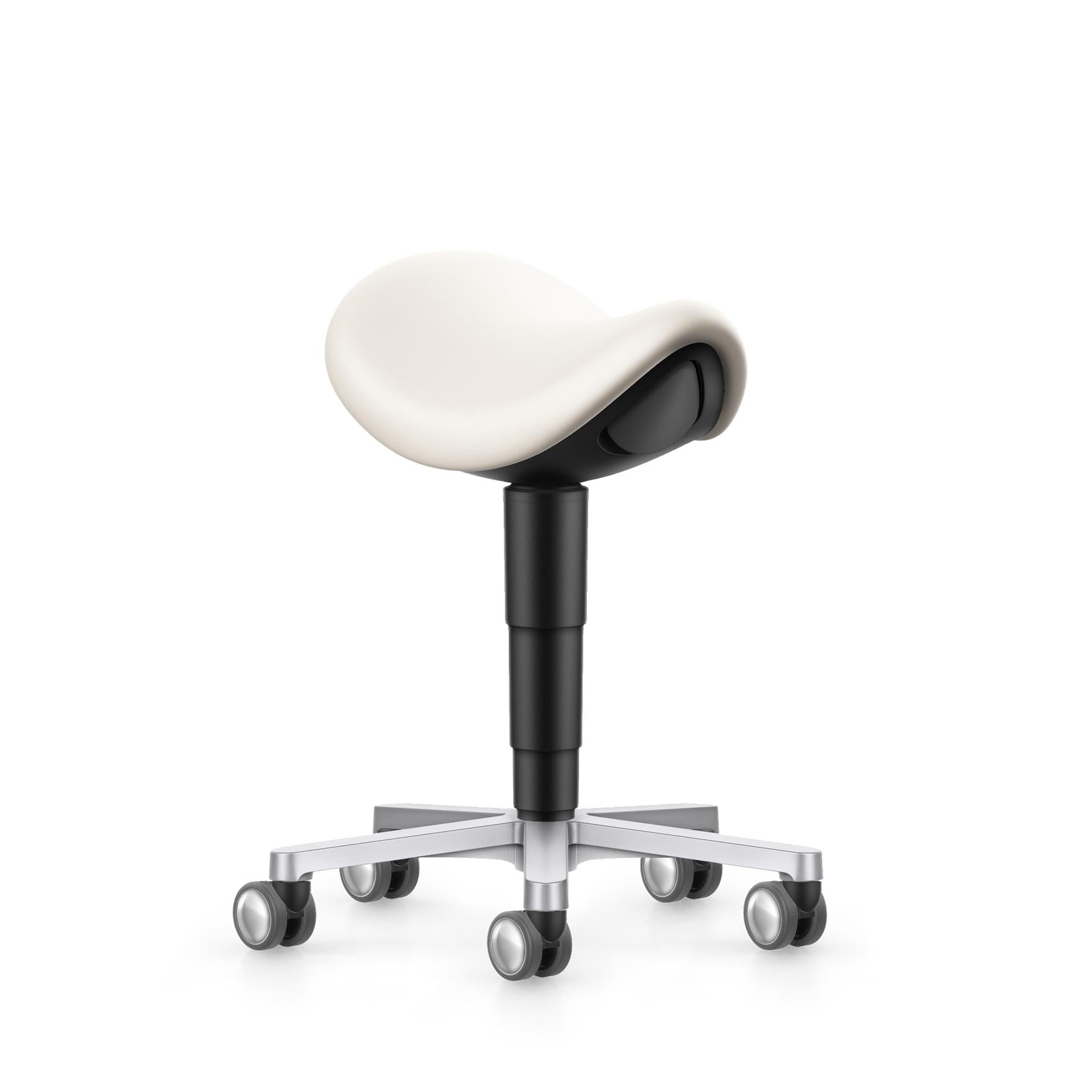 Stool laboratorie/medical sadelstol, ljus beige konstläder