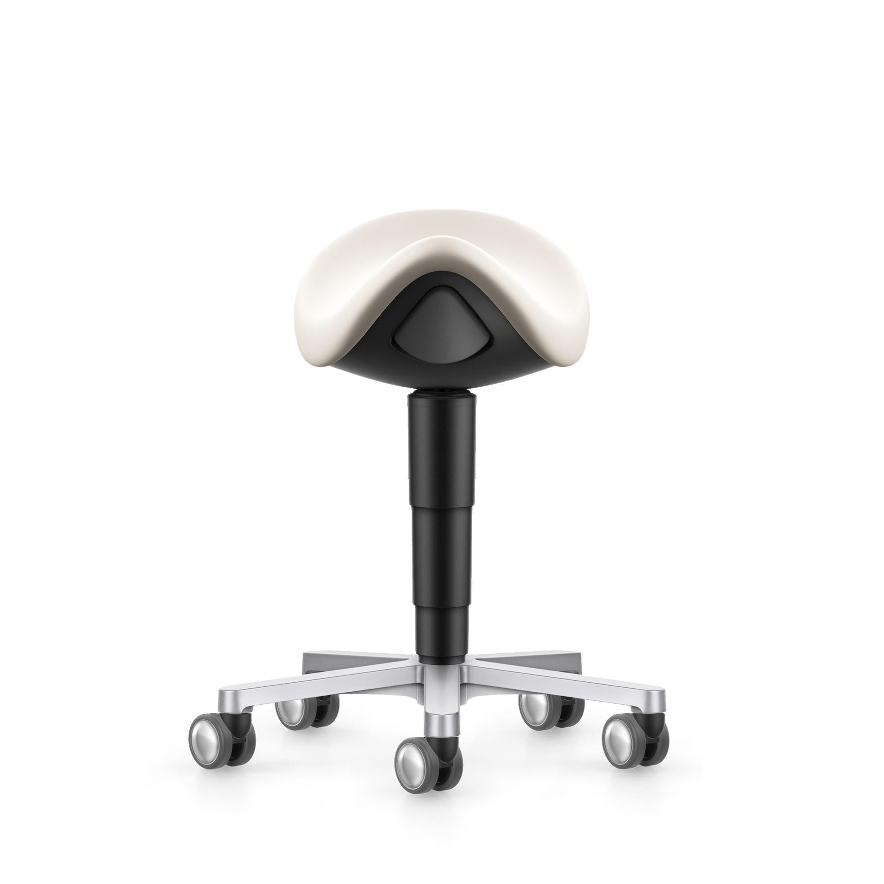 Stool laboratorie/medical sadelstol, ljus beige konstläder