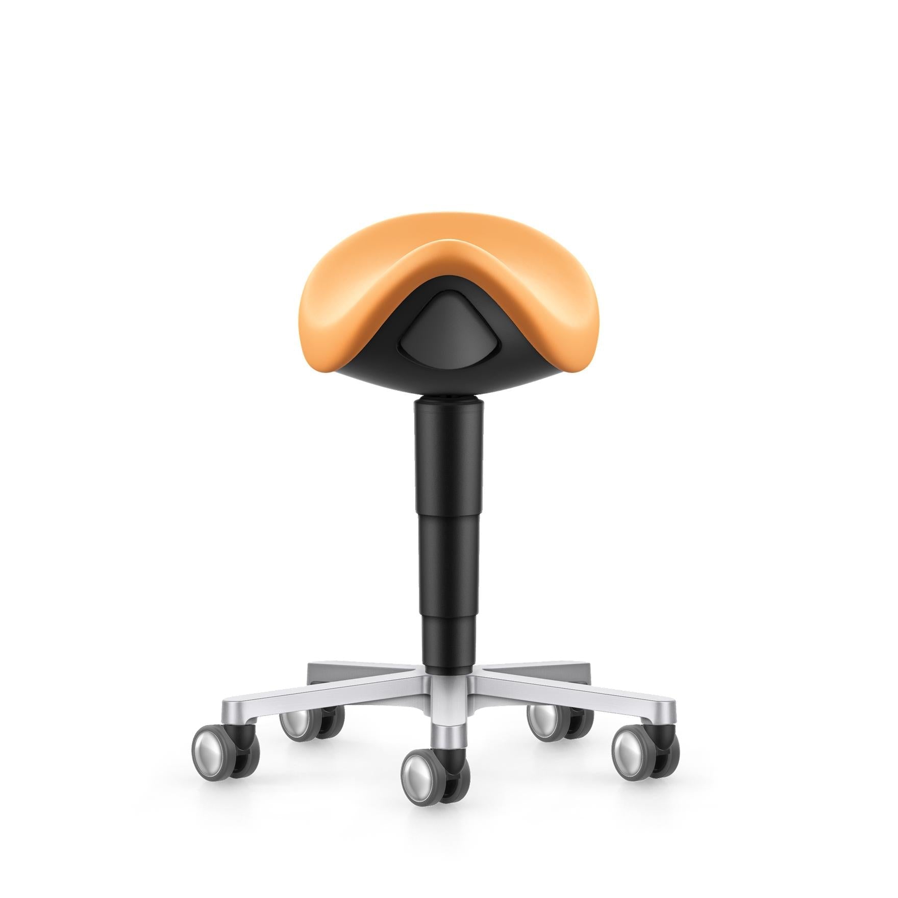 Stool laboratorie/medical sadelstol, aprikos konstläder