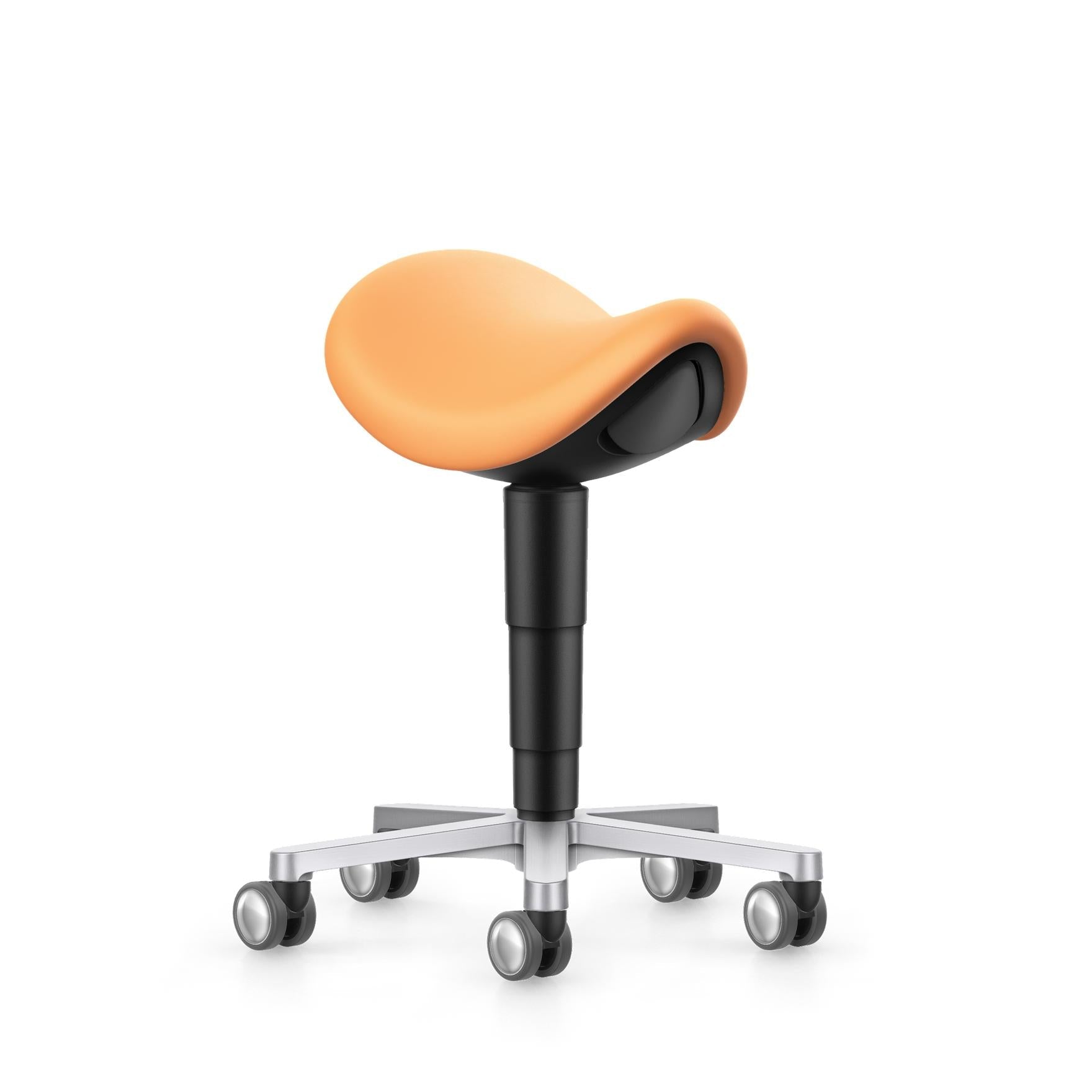 Stool laboratorie/medical sadelstol, aprikos konstläder