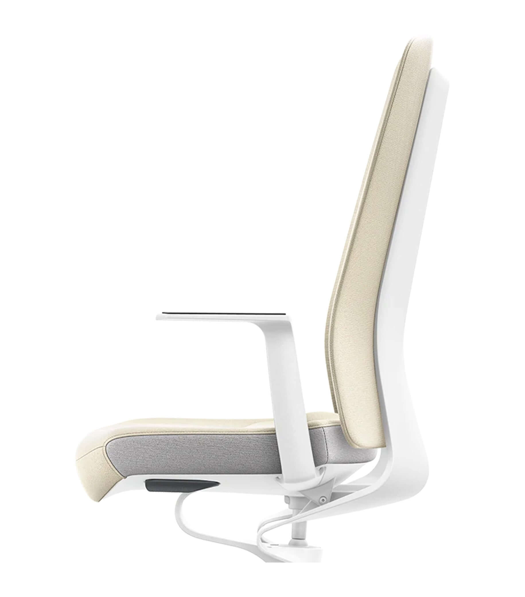 Ergonomic white chair with Smart-Spring technology for active sitting, featuring padded backrest and Era upholstery.