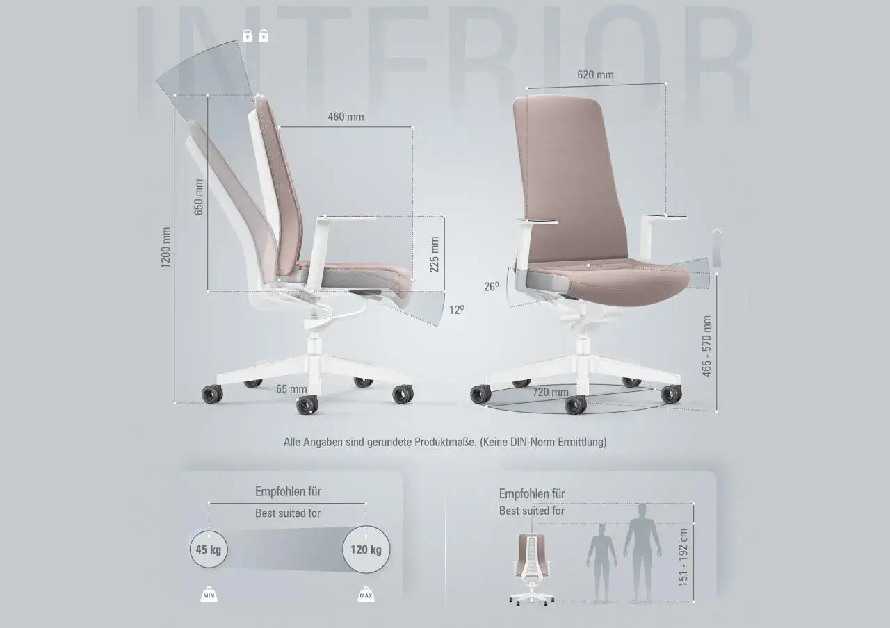 Ergonomic office chair with Smart-Spring technology, featuring padded backrest and white color scheme for active sitting and movement.