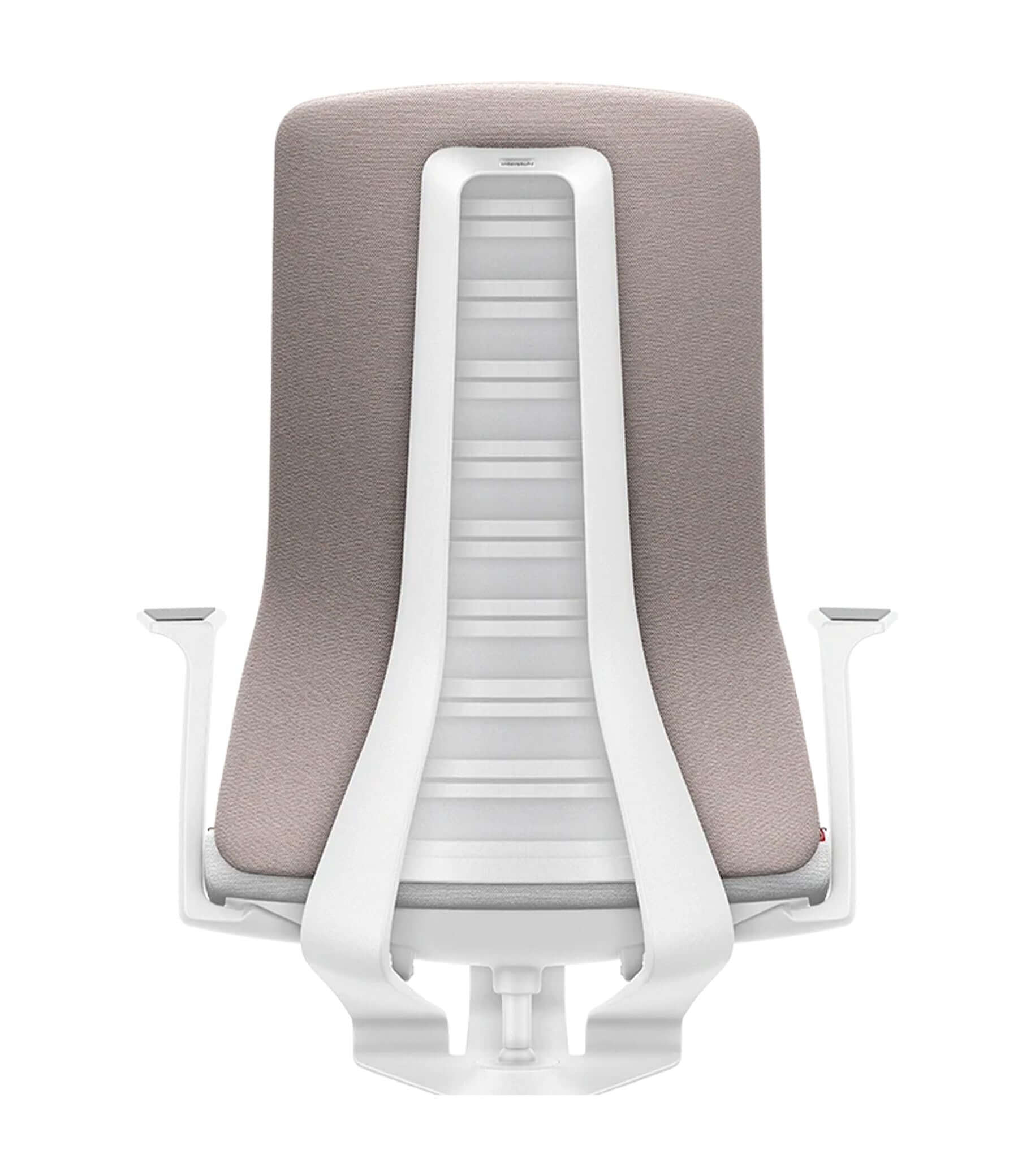 Ergonomic white office chair with padded backrest featuring Smart-Spring technology for active sitting and improved movement.