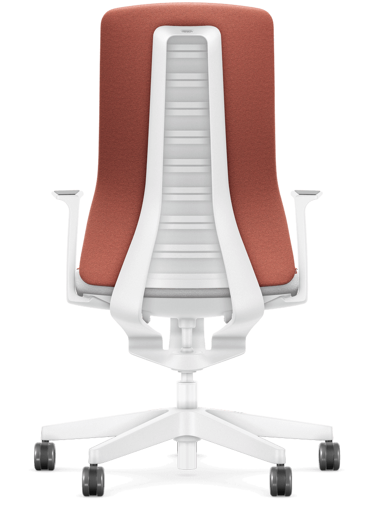 Ergonomic office chair with Smart-Spring technology in white, showcasing a padded backrest and Era upholstery for active sitting.