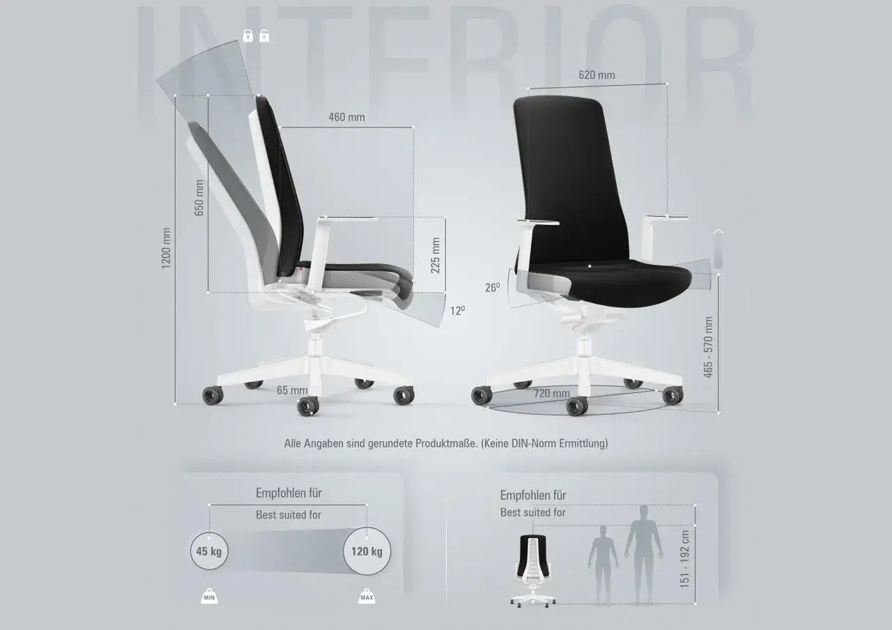 Ergonomic office chair with Smart-Spring technology in white, featuring padded backrest and Era upholstery, designed for active sitting.