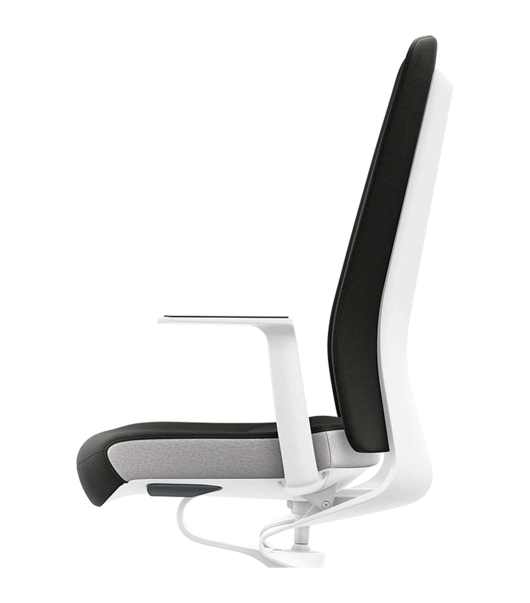 Ergonomic office chair with Smart-Spring technology, consistently white color scheme, padded backrest, and Era upholstery.