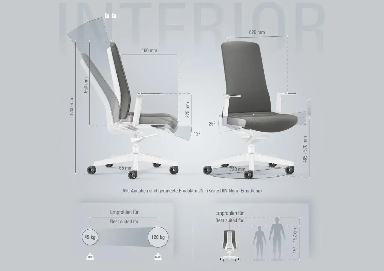 Ergonomic office chair with Smart-Spring technology, padded backrest, and grey upholstery for enhanced movement and comfort.