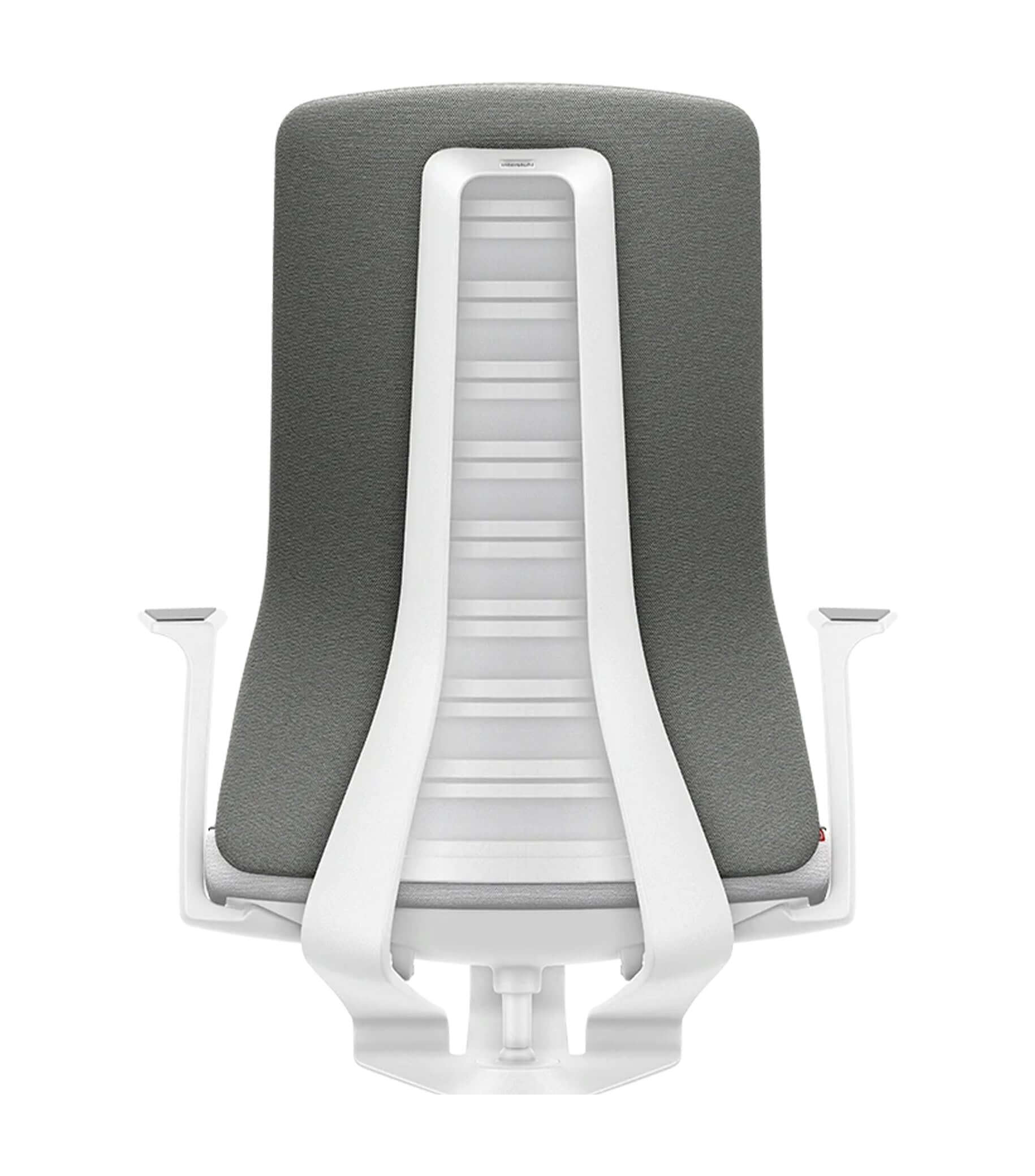 Ergonomic office chair with Smart-Spring technology in Era Grey upholstery and white frame, enhancing active sitting and movement.