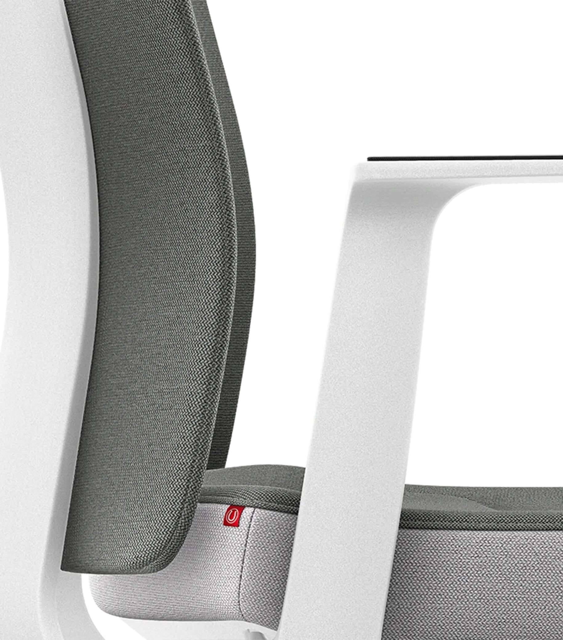 White ergonomic chair with Era Grey upholstery featuring Smart-Spring technology for enhanced movement and comfort.