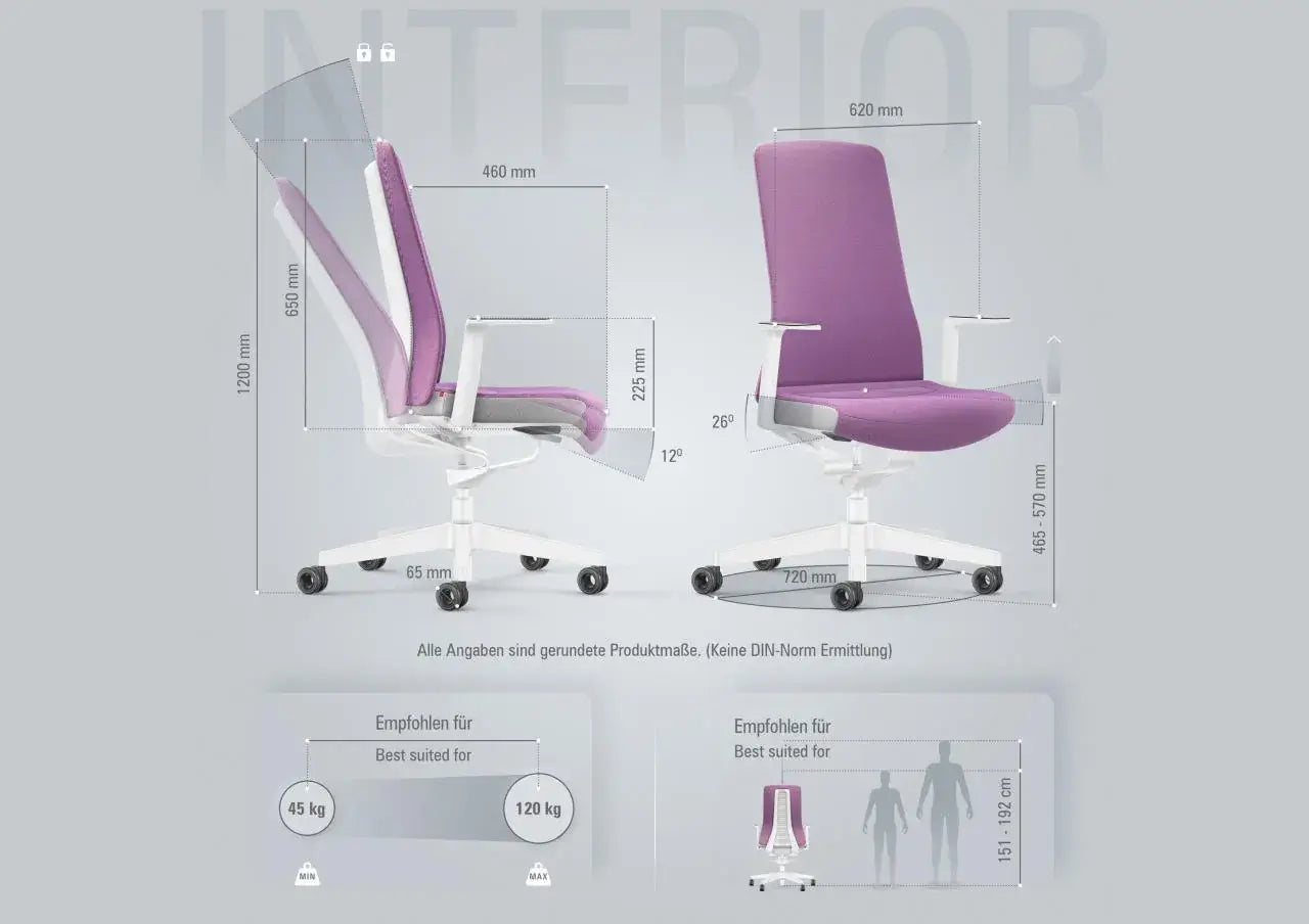 Ergonomic purple office chair with Smart-Spring technology showcasing adjustable features for optimal movement and comfort.