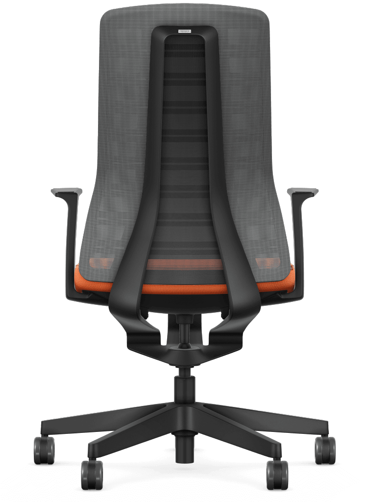 Ergonomic chair with anthracite mesh back, Smart-Spring technology, and fixed T-armrests for active sitting and improved mobility.
