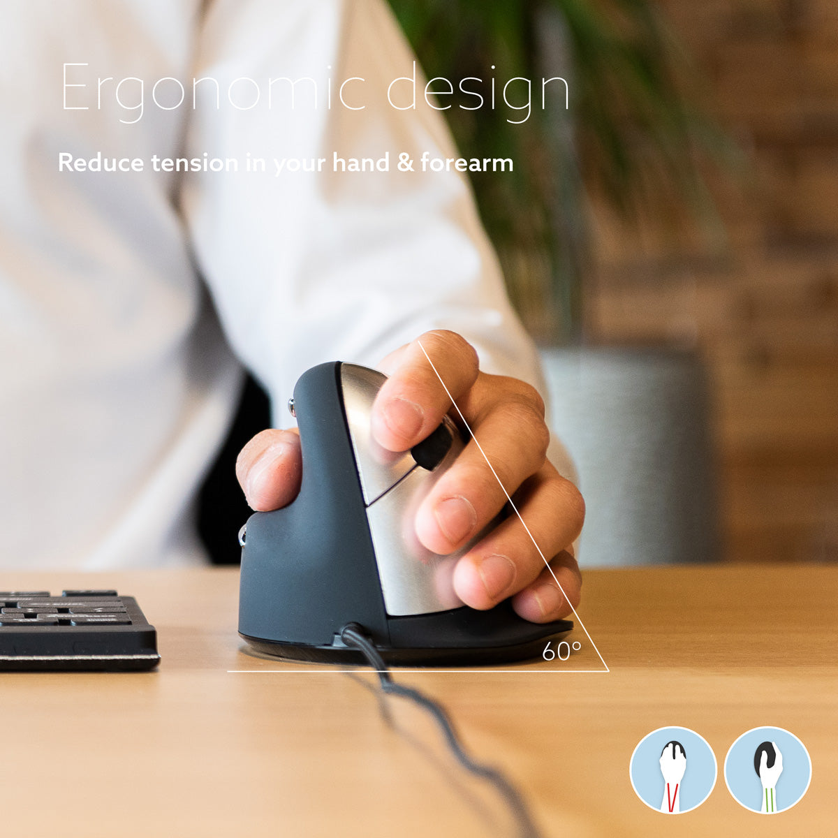 R-Go HE Mouse medium vänster, trådbunden