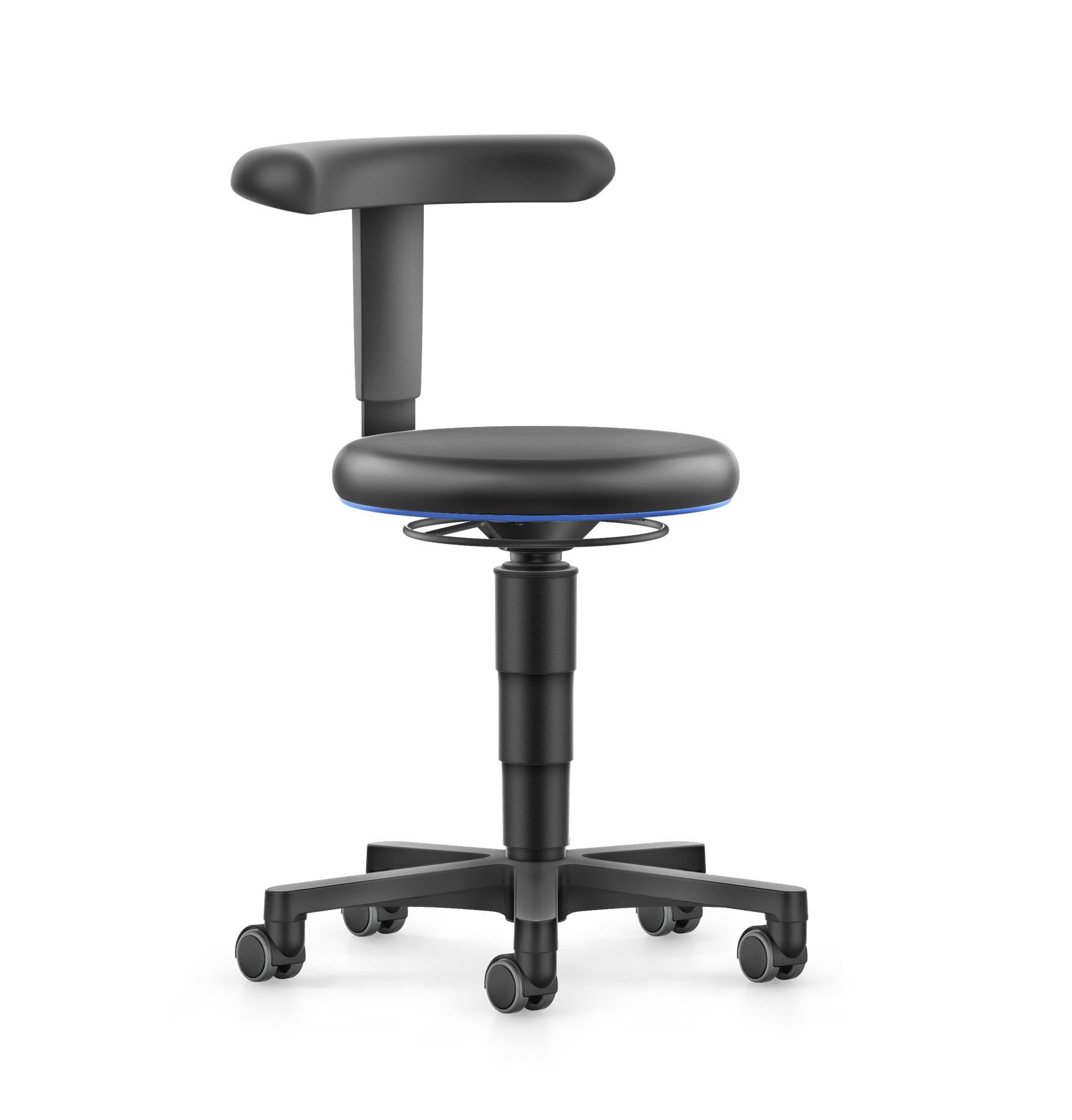 Stool työjakkara - säädettävä selkätuki, musta keinonahka