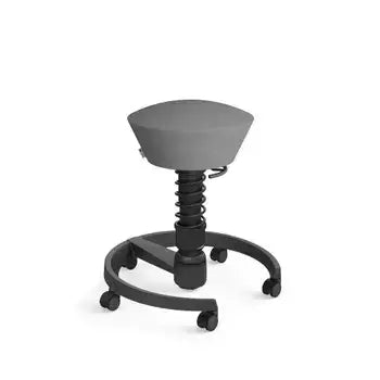 Swopper active chair in dark grey microfibre with Aeris 3D technology for ergonomic sitting and vertical rocking movement.