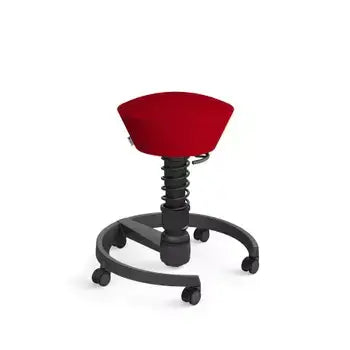Red microfibre Swopper active chair with Aeris 3D technology for ergonomic seating and movement.