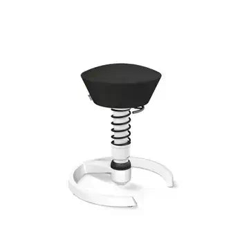 Swopper active chair with black wool blend seat and white base, featuring innovative 3D ergonomic design for dynamic seating.