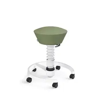 Aeris Swopper active chair in green and beige wool with innovative 3D technology for ergonomic office seating and movement.