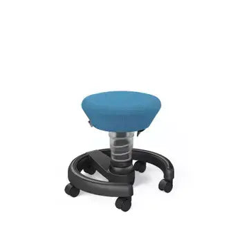 Blue Aeris Swoppster kid's ergonomic chair with wheels, designed for preschool and primary school children's active seating.