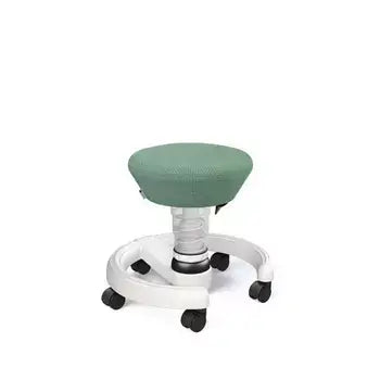 Green Swoppster kid's active chair with ergonomic design for children, featuring adjustable height and flexible movement.