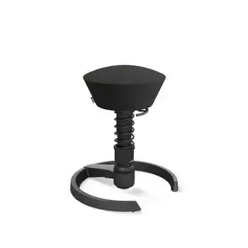 Swopper active chair in black artificial leather with Aeris 3D technology for ergonomic seating and vertical rocking movement.