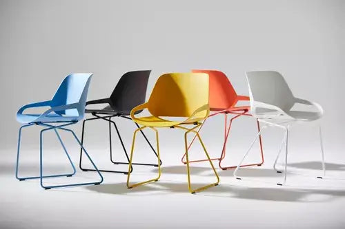 Colorful Aeris Numo active chairs showcasing modern design and ergonomic features, perfect for versatile office environments.