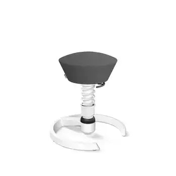 Swopper active chair in dark grey wool blend showing innovative 3D technology for ergonomic comfort and movement.