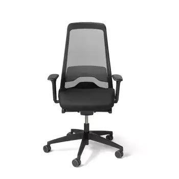 Sleek EVERYis1 EV217 office chair with tall mesh backrest, ergonomic design, and wheels, ideal for various work environments.