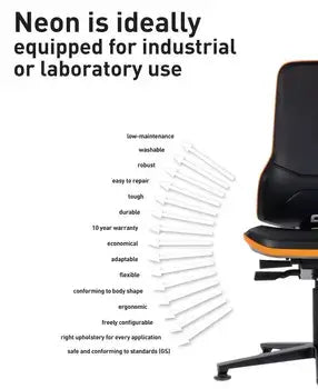 Neon 2 work chair for industrial and laboratory use, featuring ergonomic design and durable construction.