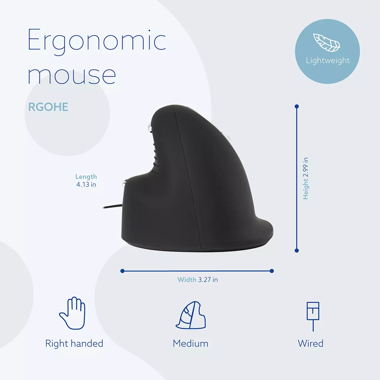 HE Mouse medium oikeakätinen, langallinen