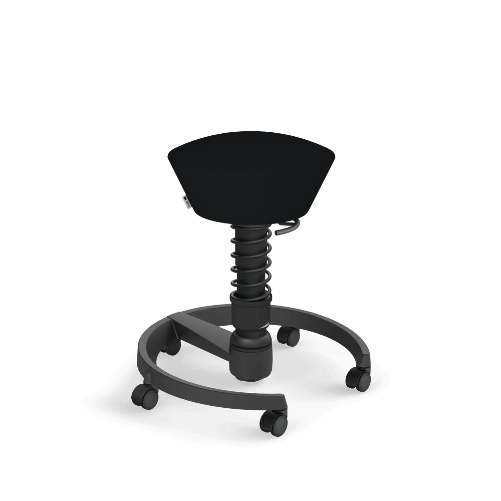 Swopper, black Cura recycled polyester, black frame, castors