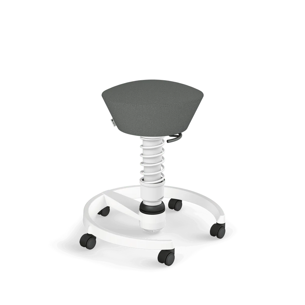 Swopper, grey mélange Cura recycled polyester, white frame, castors