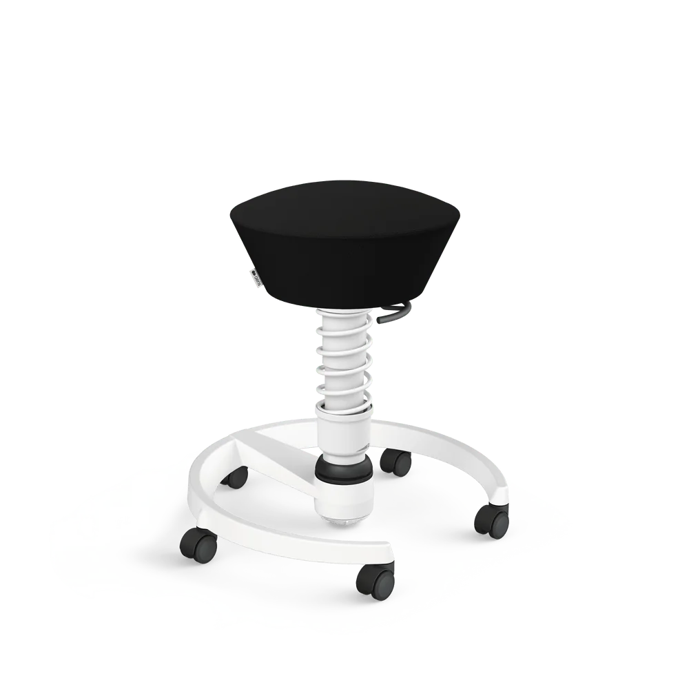 Swopper, black Select wool blend, white frame, castors