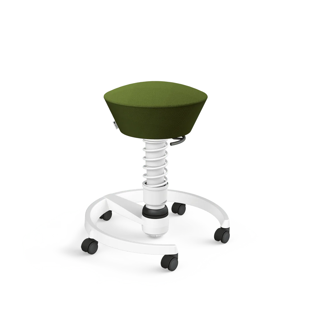 Swopper, green Select wool blend, white frame, castors