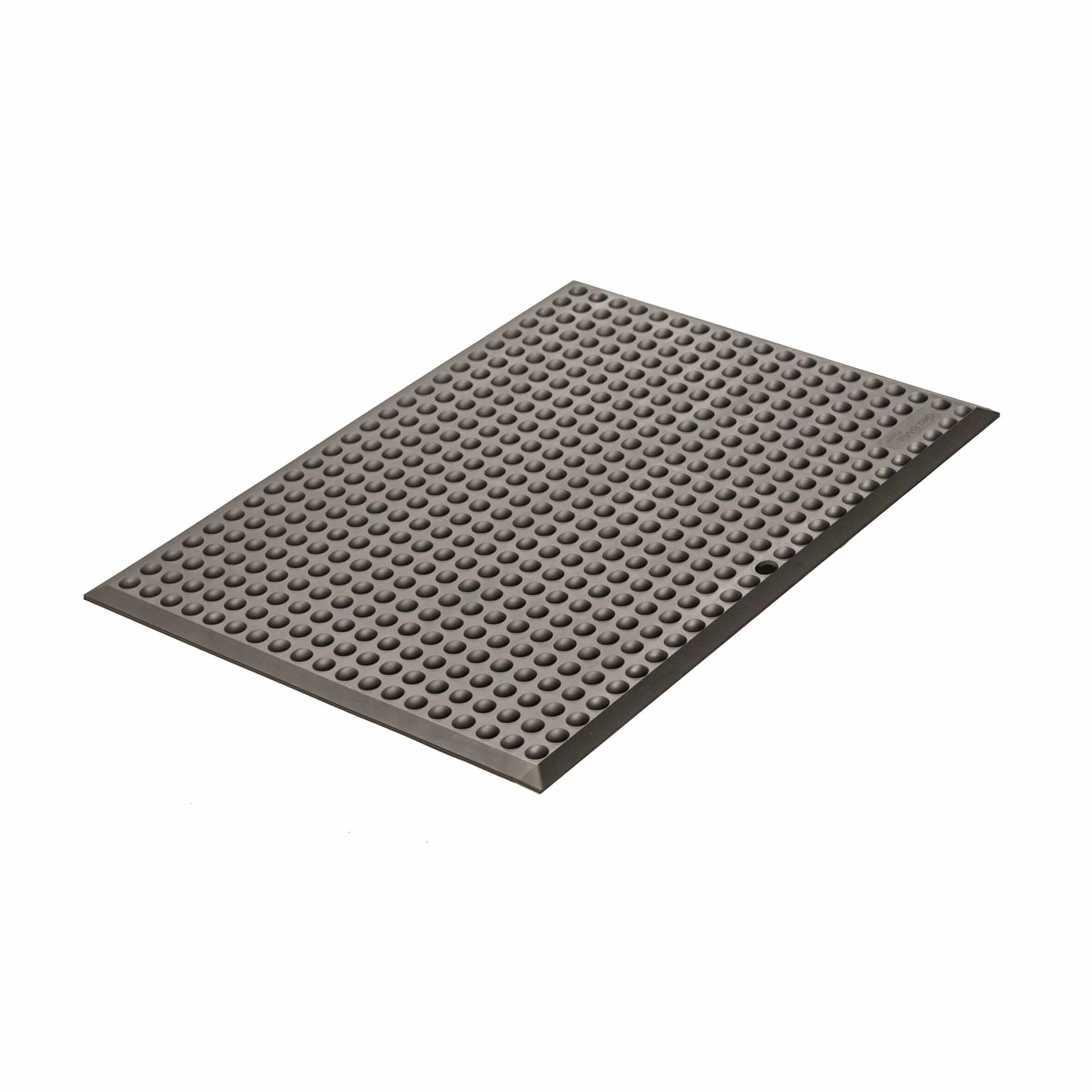 GetUpMat Bubble workstation mat in grey for standing desks, enhances comfort and circulation, reduces fatigue for office workers.