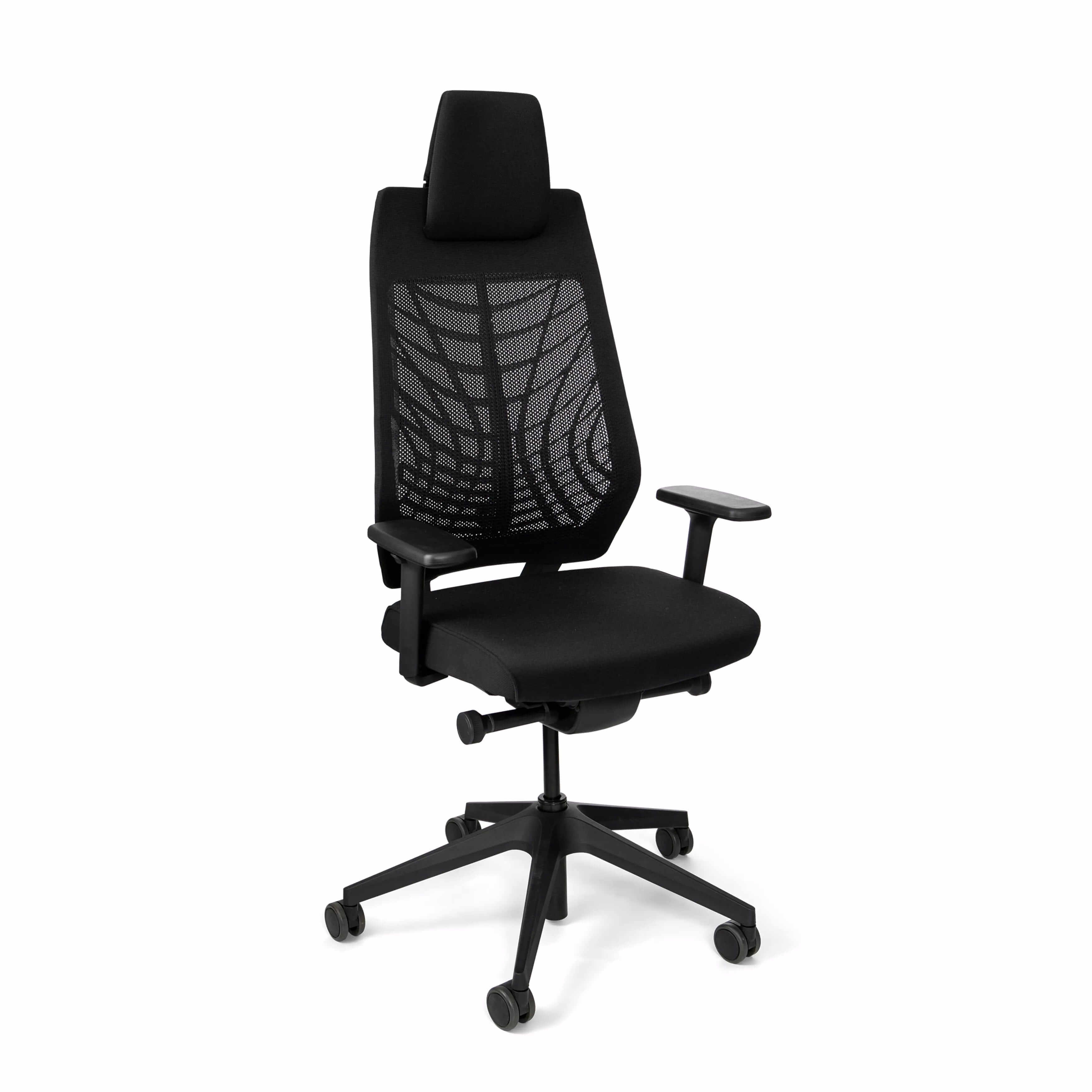 JOYCEis3 ergonomic office chair with high back design and black mesh upholstery, ideal for office or home workspace.