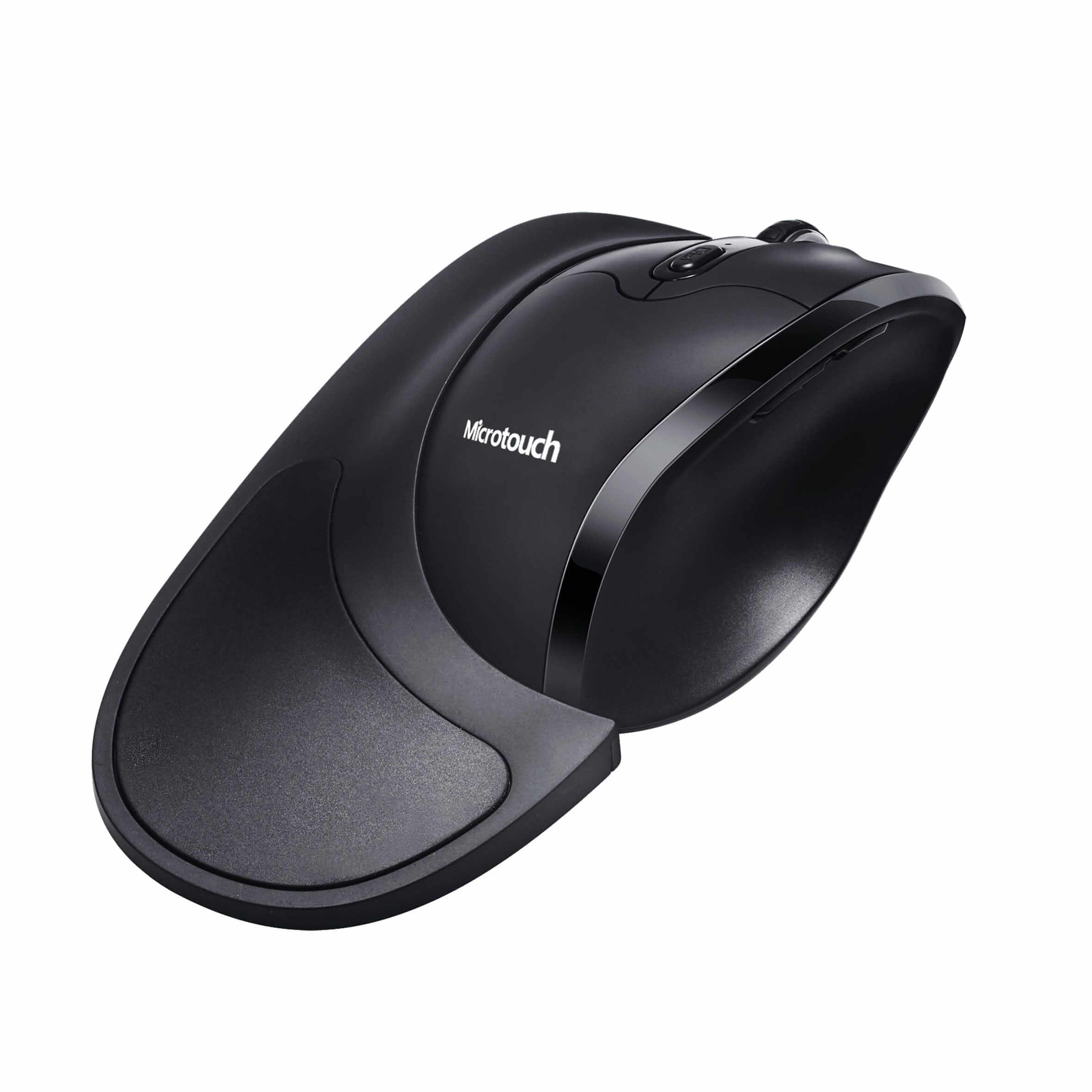 Newtral 3 left ergonomic wireless mouse with palm support, black design, relieves wrist and forearm strain with angled slope