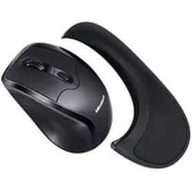 Newtral 3 ergonomic wireless mouse with detachable palm support in black, designed for comfortable use and minimal hand movement.