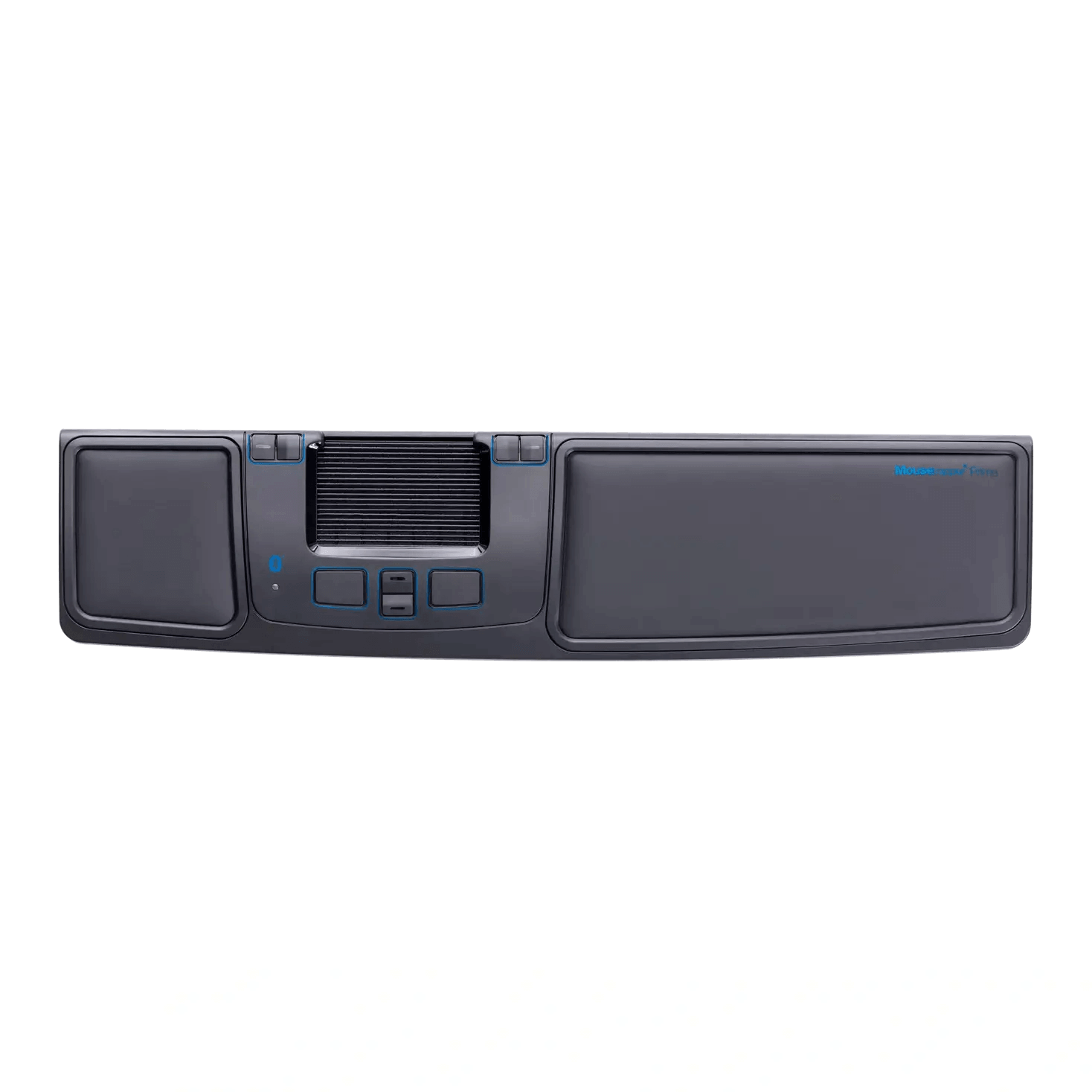 Ergonomic Mousetrapper Prime BT wireless control device with eight programmable buttons and Bluetooth connectivity.