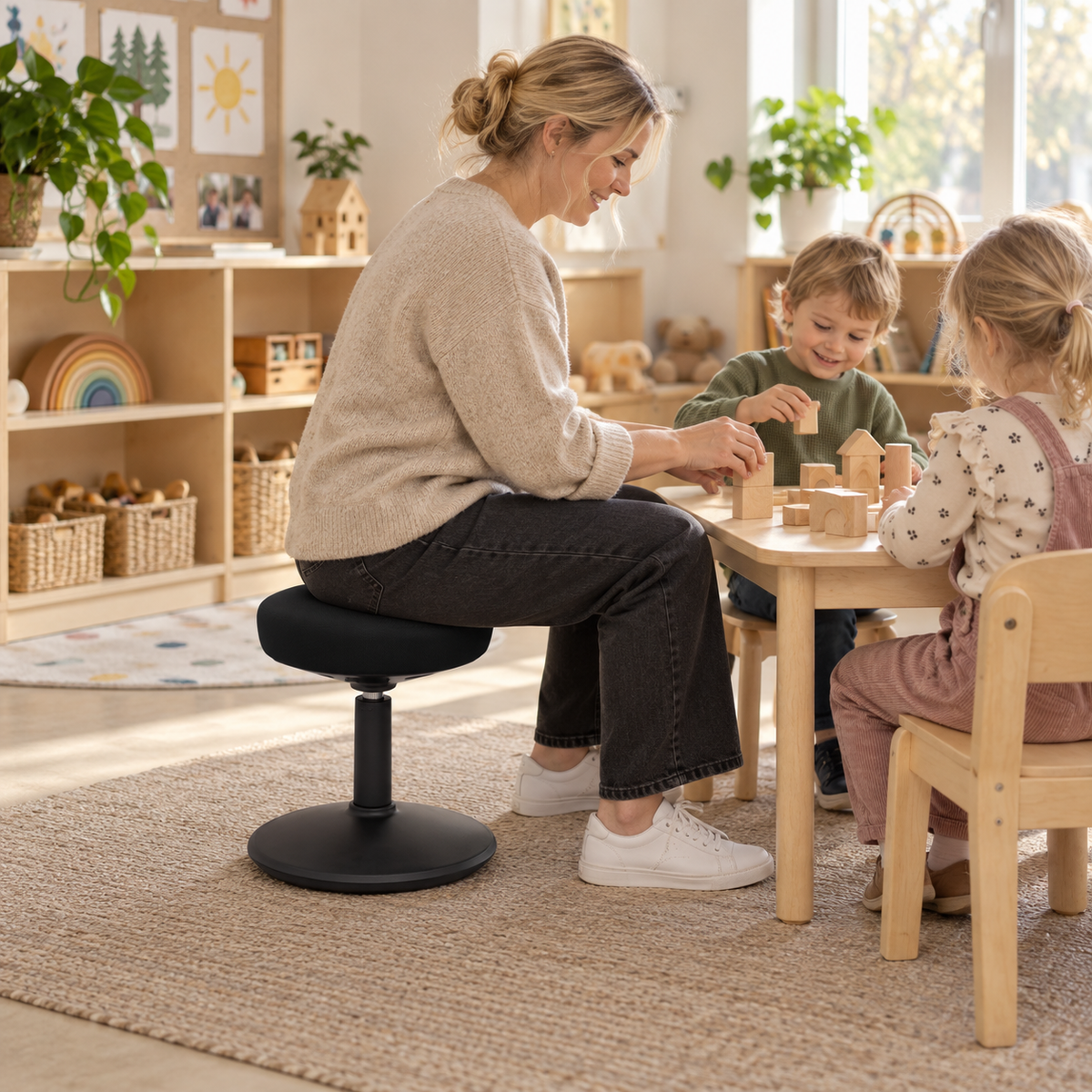 FitSit Mini aktiv stol, svart tyg