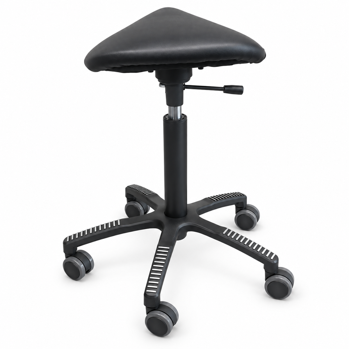 Mini Swing sadelstol, svart konstläderklädsel