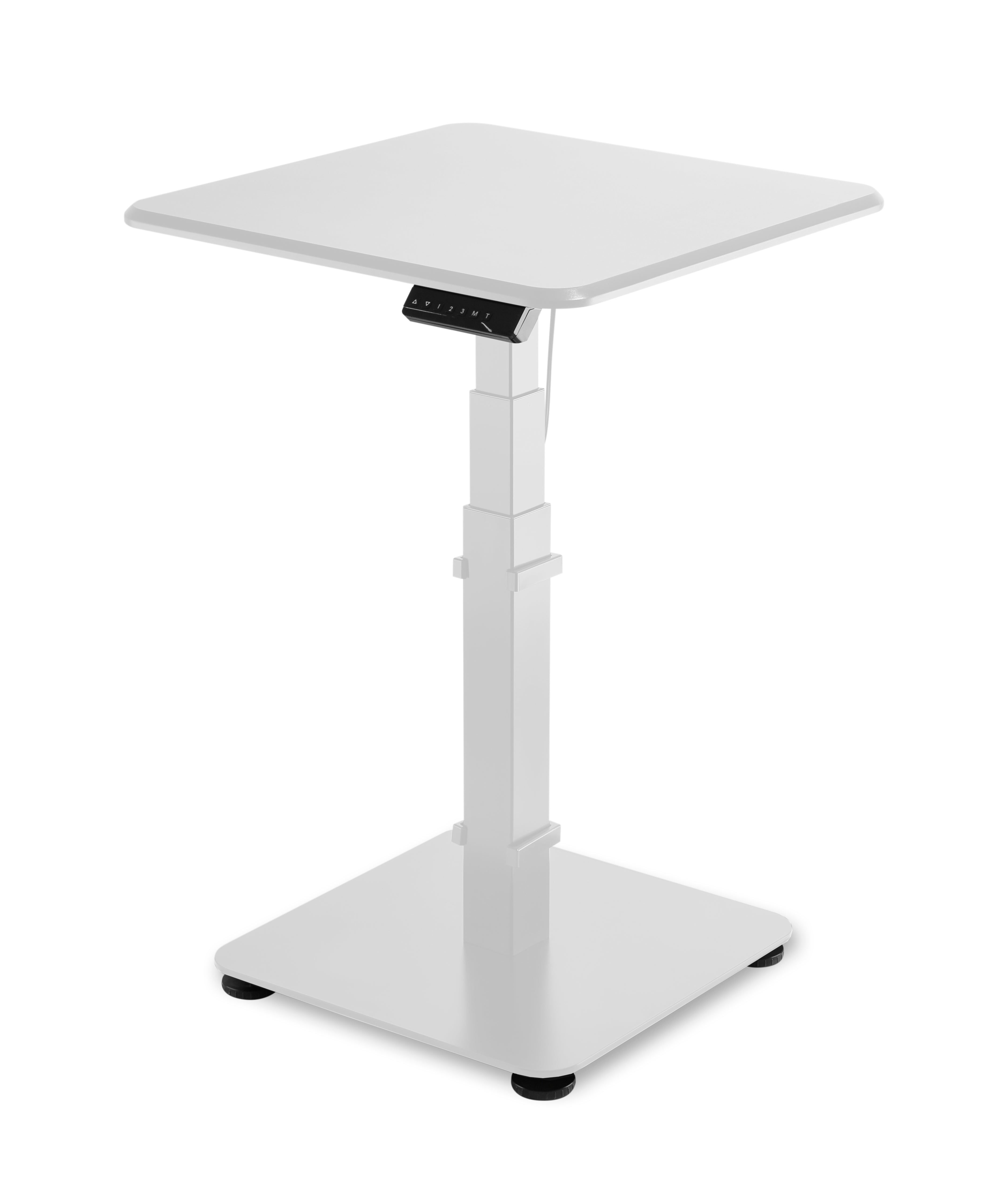 White GetUpDesk Single electric desk with adjustable height for versatile work positions.