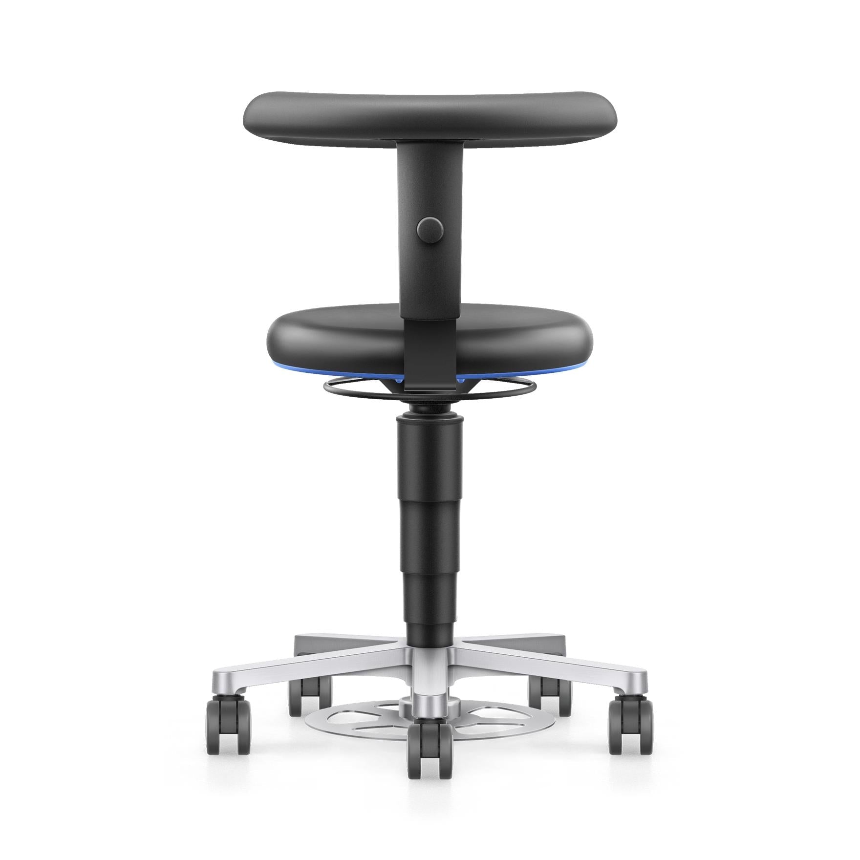 Stool työjakkara, keinonahka, jalkasäädin - säädettävä selkätuki