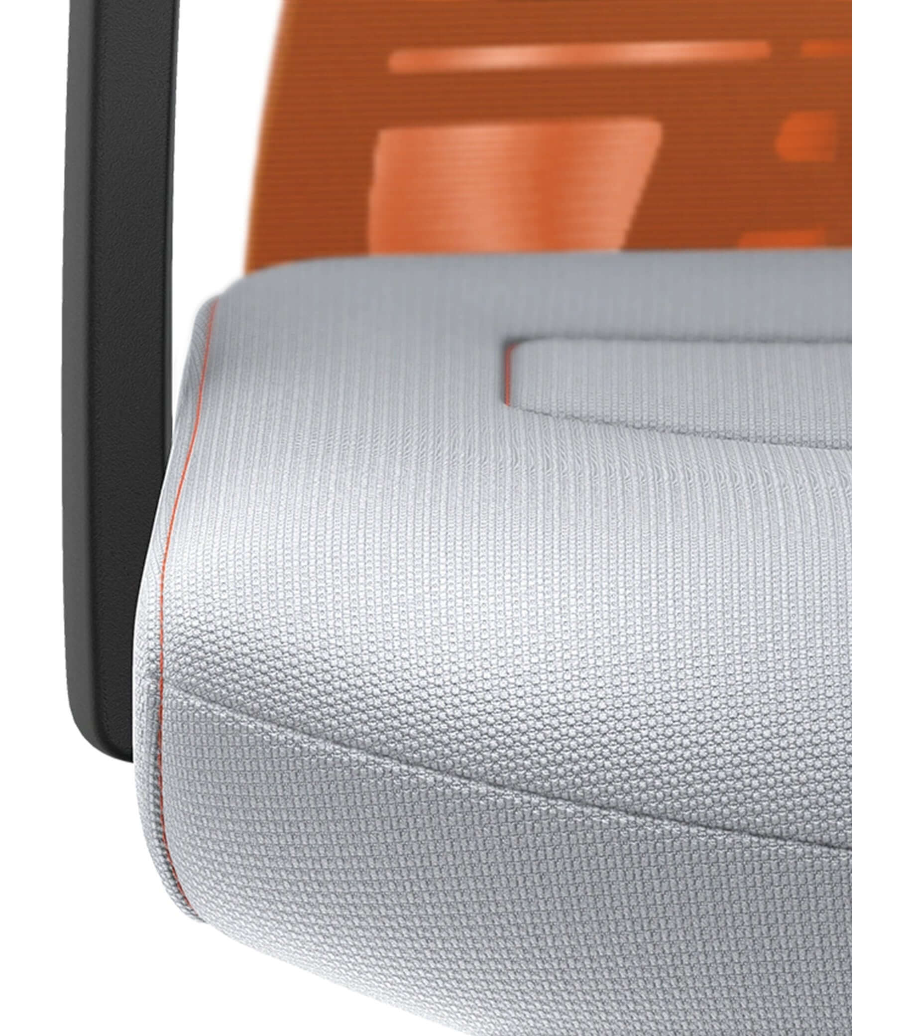 Modern office chair seat with orange mesh back, ergonomic design featuring Smart-Spring technology for enhanced comfort and movement.