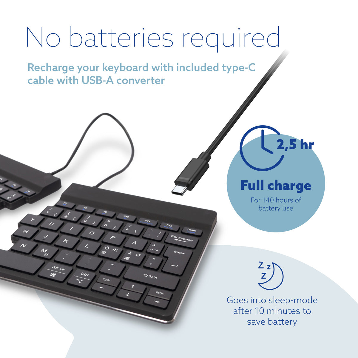 Ergo-R Black, delat minitangentbord - Bluetooth