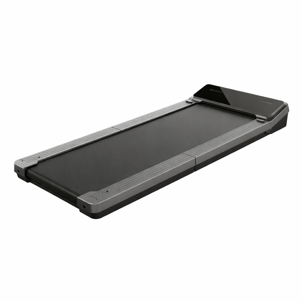 Black treadmill on a white background