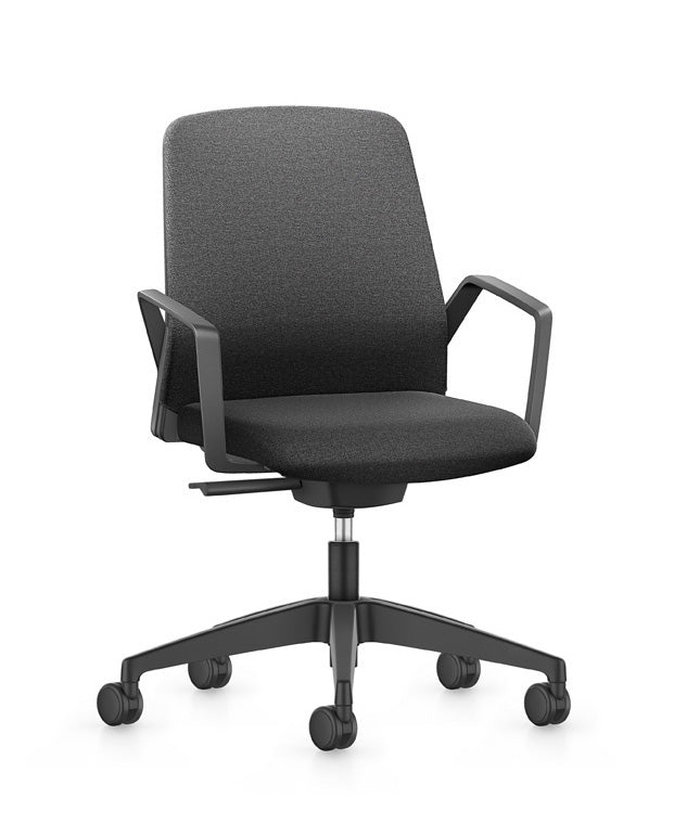 Modern black BUDDYis3 office chair with ergonomic design and adjustable features for comfort in any workspace.