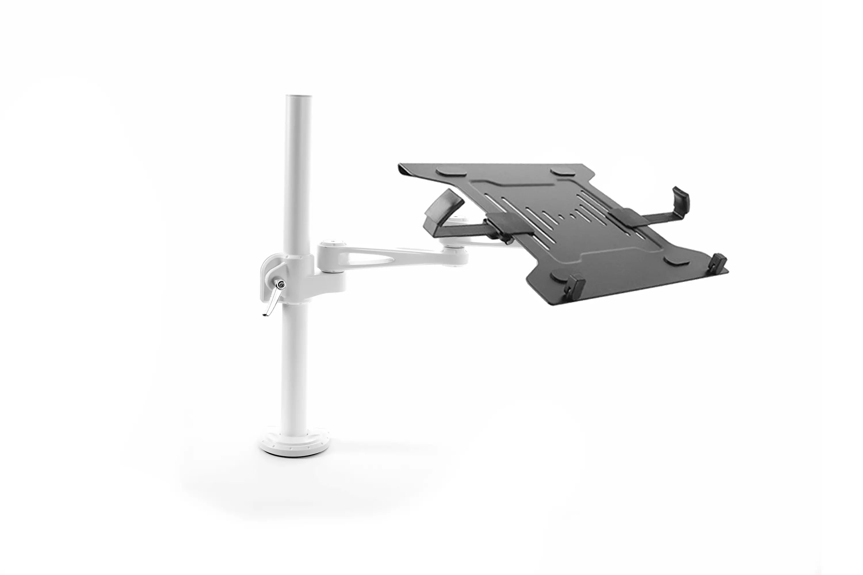 Adjustable monitor arm and Notebook laptop stand, white